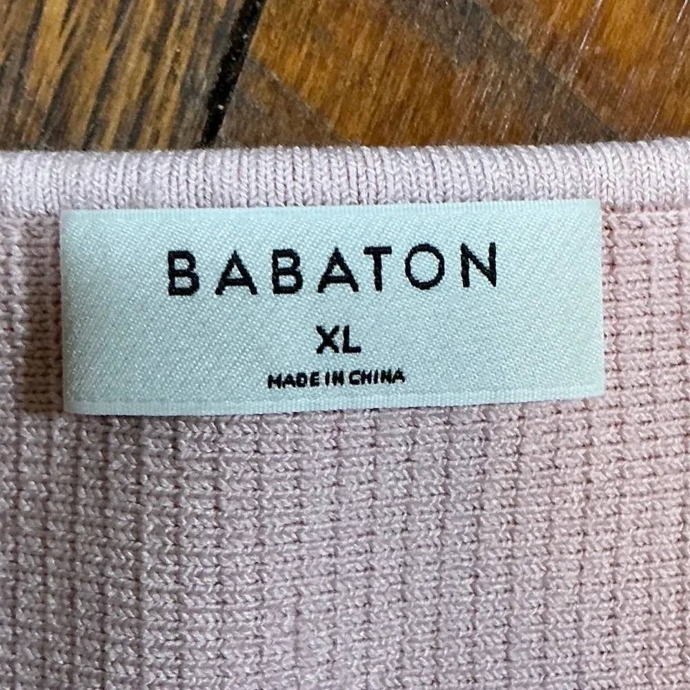 Aritzia Babaton Sculpt Knit Square Neck Tee XL Mauve Pink - Picture 4 of 6